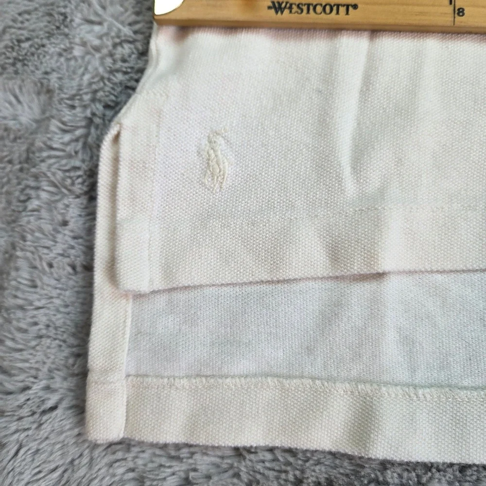 Polo Ralph Lauren Polo Shirt Mens Sz L Vintage Made in USA Pique Cotton Cream